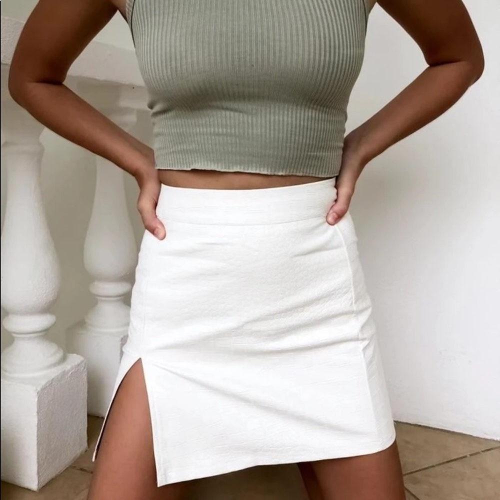 Crocodile Patterned leather skirt